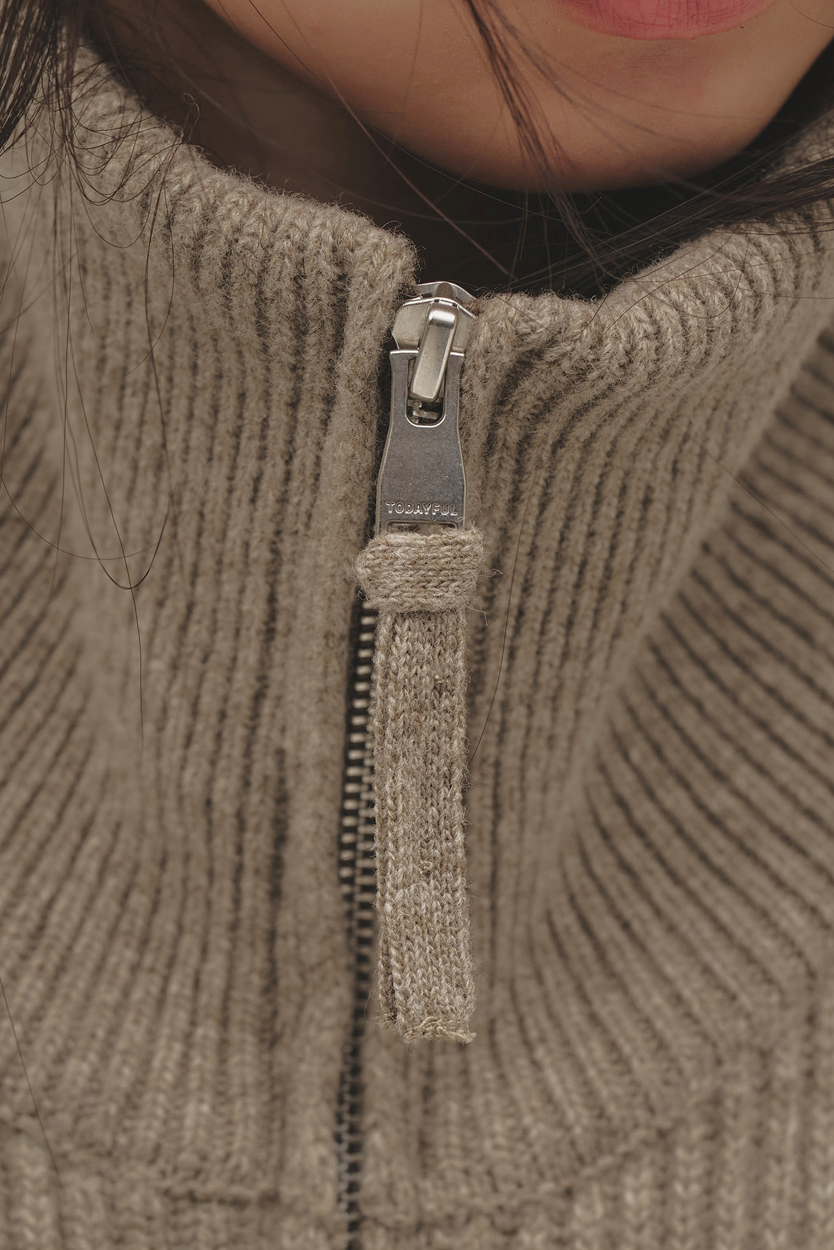 Zipup Knit Cardigan | Studio Doe
