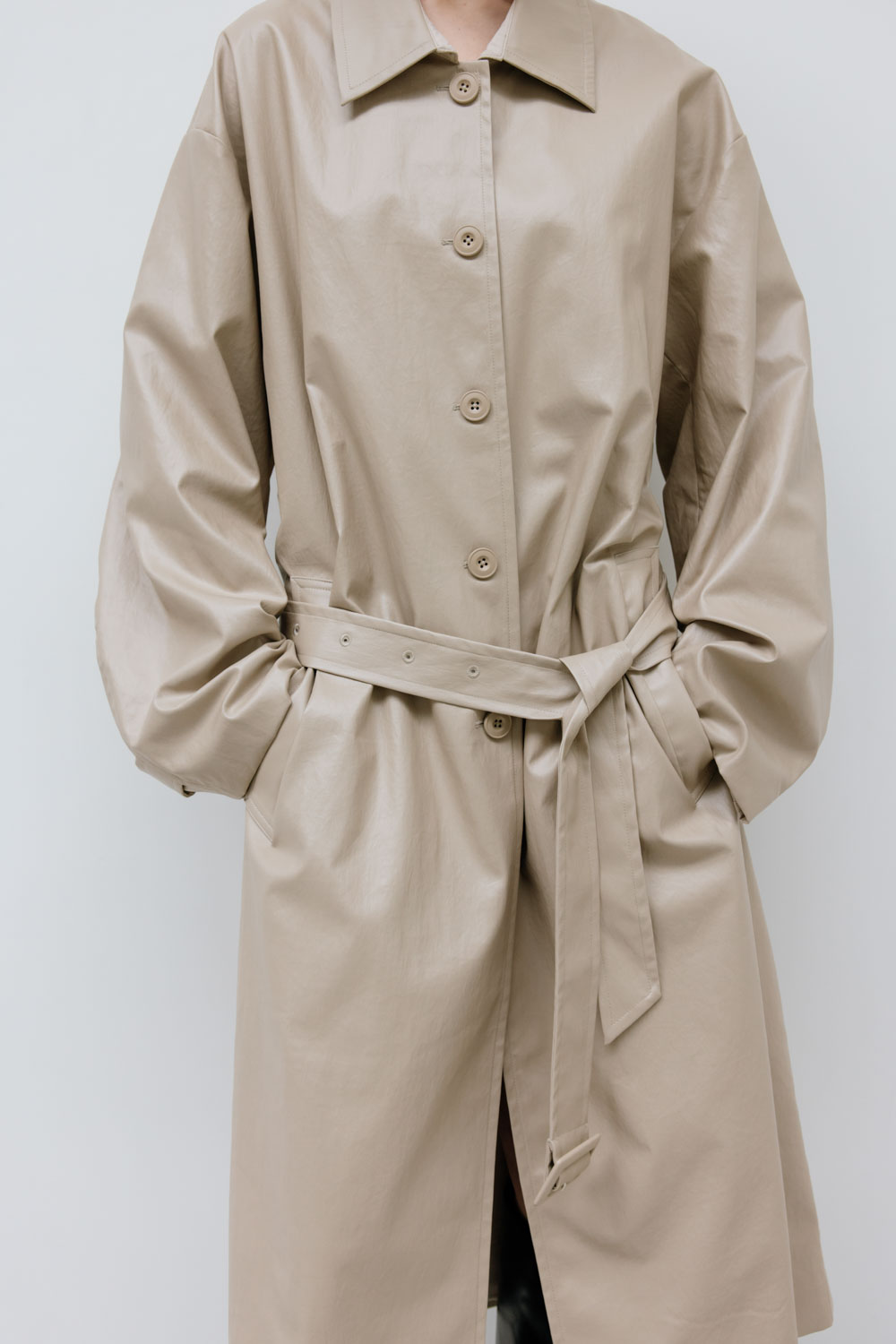 Washable Faux Leather Lightweight Trench Coat | Studio Doe